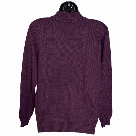 VINTAGE 80s 90 PURPLE ARGYLE ROSE SWEATER RETRO COTTAGE GRANDMA CORE TEACHER M - Picture 3 of 3